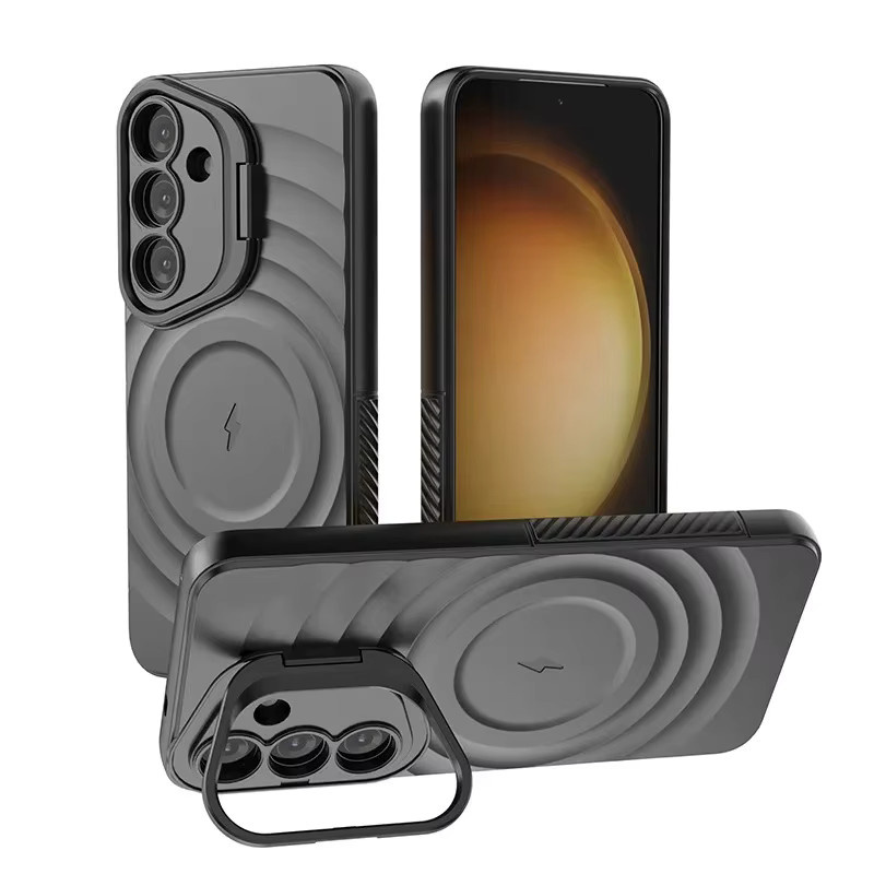 Magnetische Schutzhülle für Samsung Galaxy S25 Ultra und Galaxy S25 Plus mit Objektivhalter und Standfunktion in Schwarz - Bild 6
