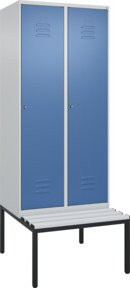 C+P Spind Classic PLUS Garderobenspind mit Sitzbank, 2 Abteile, Lichtgrau, B/T/H: 212 x 80 x 81,5 cm - Bild 1