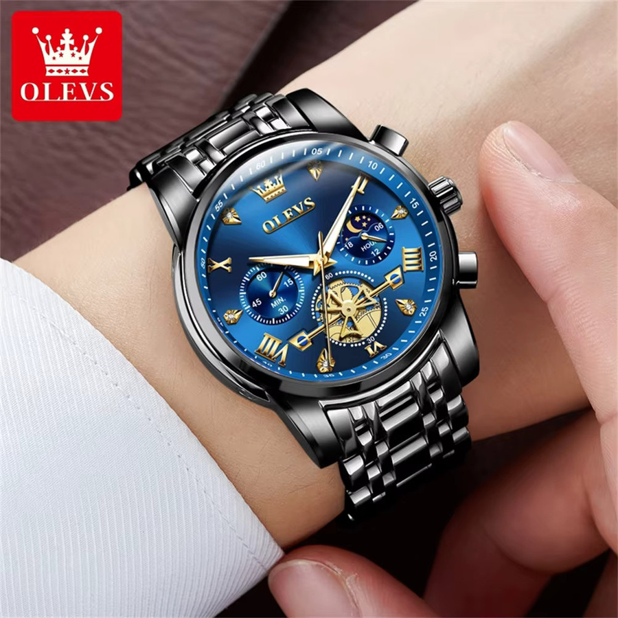 OLEVS Chronograph, Quarz, Edelstahl, Bronze, Herren - Bild 2