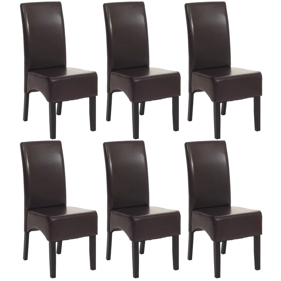 CHEFGASTRO Esszimmerstuhl 6er-Set aus Kunstleder in Braun mit Buchenholzbeinen, B/T/H: 90 x 43 x 56 cm, Sitzhöhe: 45 cm - Bild 2