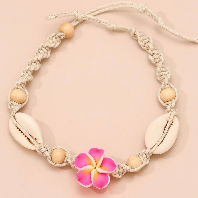 Obega Fußkettchen, Neon rosa, Blume, Muschel, Seestern, Schildkröte, Unisex - Bild 1