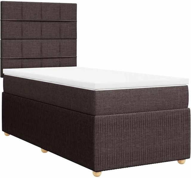 vidaXL Boxspringbett mit Matratze Dunkelbraun B/T/H: 100 x 200 x 140,5 cm mit USB-Anschluss und Unterbettbeleuchtung - Bild 1