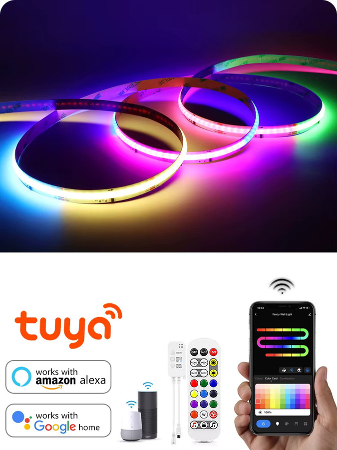 Rybakov WS2811 RGBIC Neon COB LED Streifen, Tuya Smart Wifi LED Band in Multicolour für DIY Dekoration und Beleuchtung - Bild 5