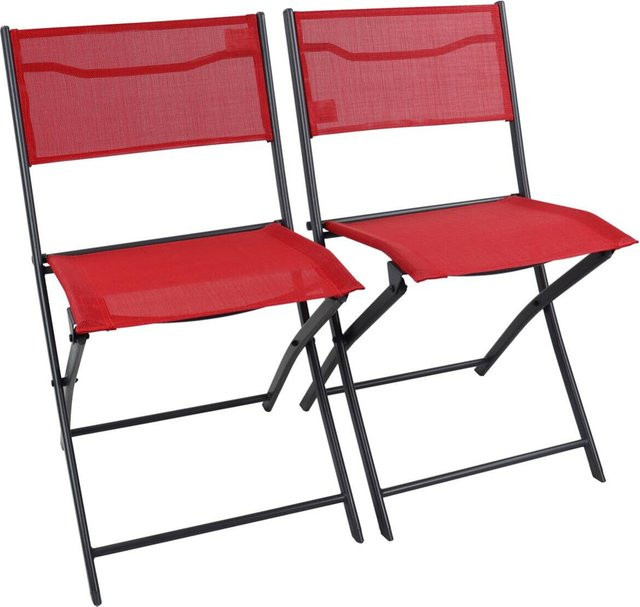 VCM Gartenstuhl Sumila 2er Set rot aus Metall und Textilene, stapelbar, B: 45 cm, H: 79 cm, T: 46 cm - Bild 1