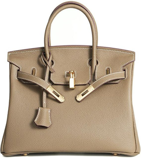 Handtasche Rindsleder, Litschi Muster, Damen, Khaki - Bild 1