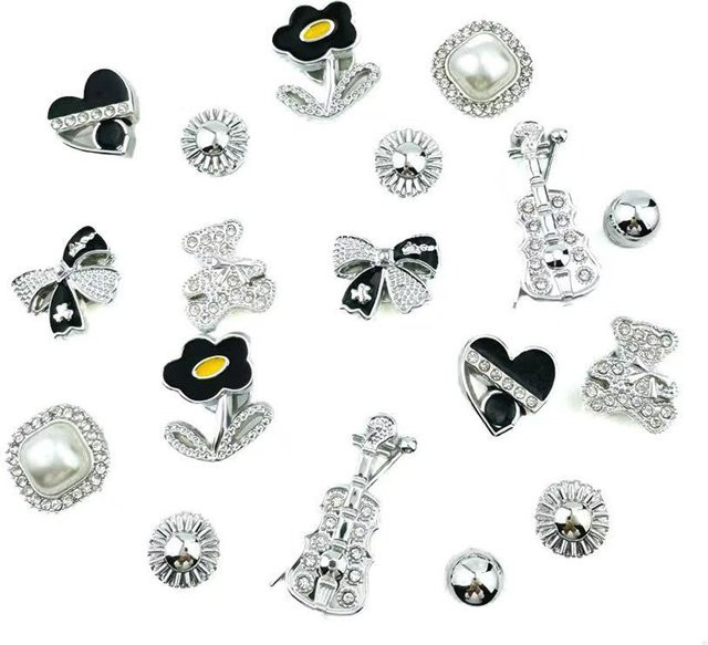 Schuh Charms Set FHLDING, Silber, Perle, Bär, Violine, Bogen, Blume - Bild 1