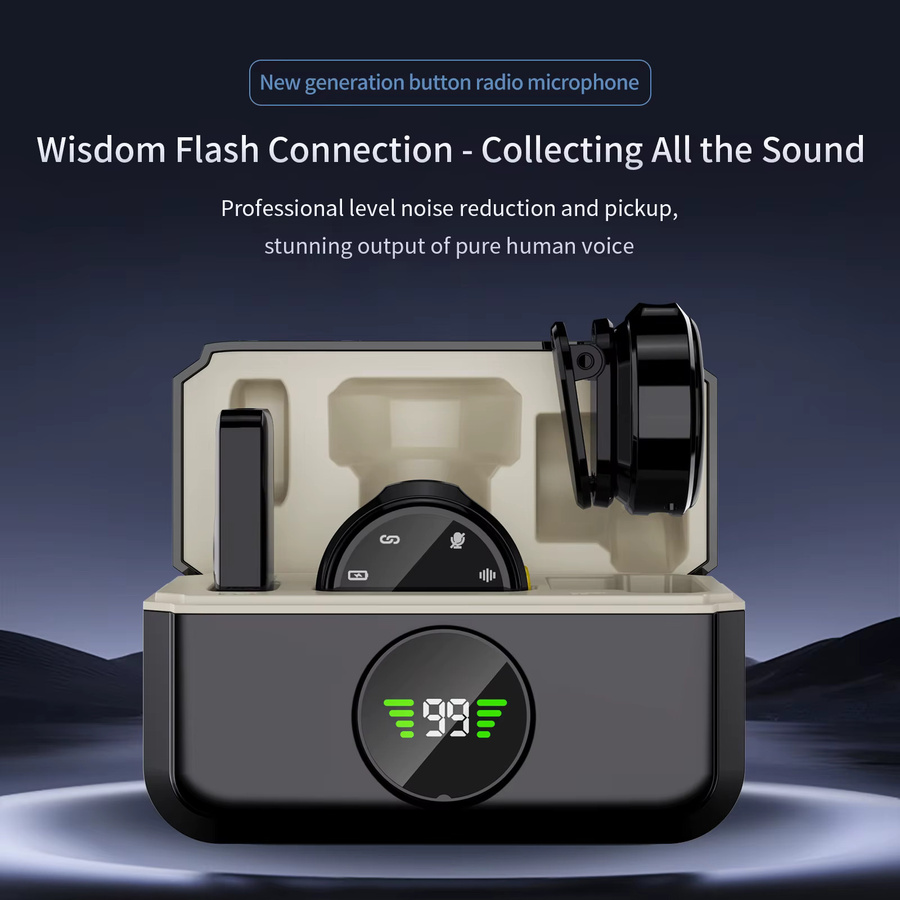 Basix Kabelloses Lavalier-Mikrofon mit Geräuschunterdrückung und Ladebox in Schwarz für iPhone und Android via Bluetooth und USB-C - Bild 3
