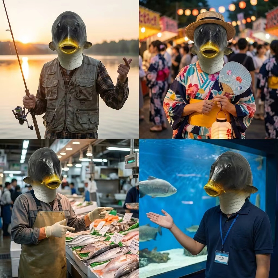 patygr Grüne Fischkopfmaske, Tierkostüm Requisite, Gummi - Bild 5