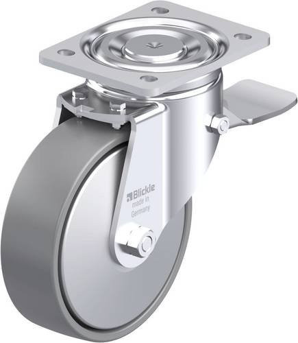 Blickle Stahlblech-Lenkrolle LH-PO 160K-ST-ELS-FA in Grau mit 160 mm Rad-Durchmesser und 450 kg Tragfähigkeit - Bild 1