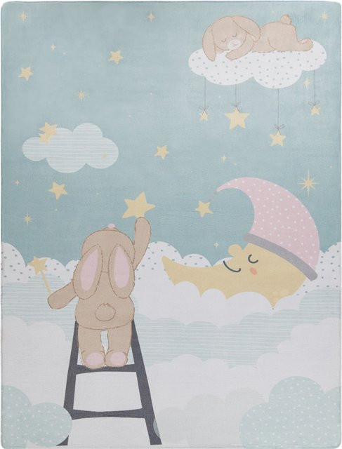 Waschbarer Kinderteppich Chiko in Türkis für das Kinderzimmer, B/T: 155 x 230 cm - Bild 1