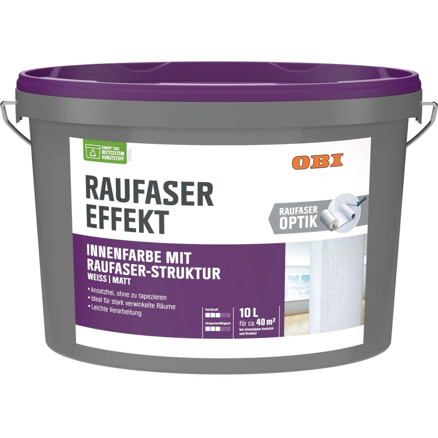OBI Wandfarbe Raufaser-Effekt Weiß matt 10 l - Bild 2