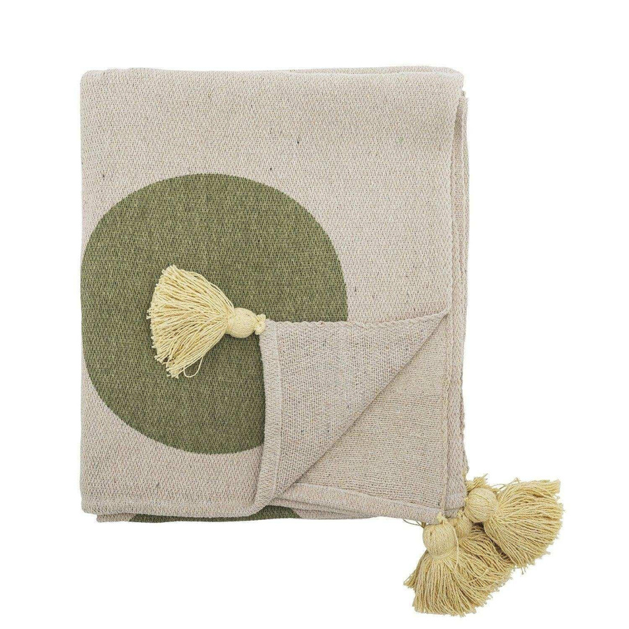 Bloomingville Mini Plaid Clennie Teppich aus recycelter Baumwolle in Beige, B/T: 160 x 130 cm - Bild 1