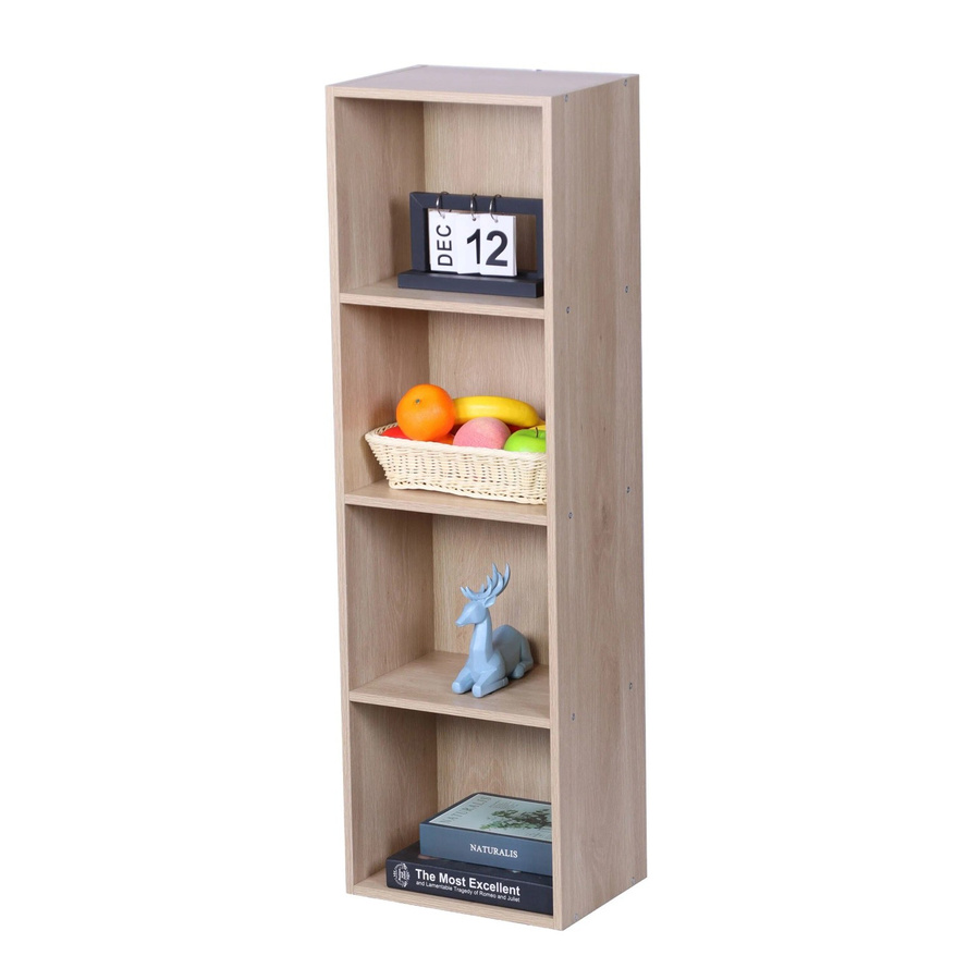 Relaxdays Bücherregal aus Holzwerkstoff in Braun mit 4 Fächern, Höhe: 106 cm, Breite: 32 cm, Tiefe: 24 cm - Bild 2