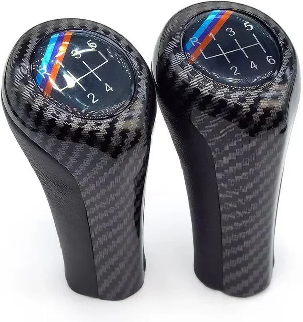 Carbon-Leder-Schaltknauf in Schwarz für BMW Modelle wie M3 M4 M5 X5 X6 und diverse E-Serien - Bild 1