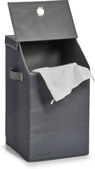 Zeller Wäschesammler aus Polyester in Anthrazit mit Griffen und klappbarer Funktion, B/H/T: 34 x 60 x 34 cm - Bild 1