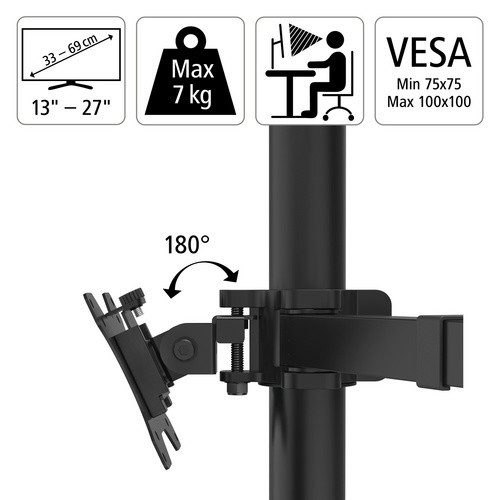 Hama Fullmotion Monitorhalterung für 3 Monitore, schwarz, höhenverstellbar und schwenkbar für 13 bis 27 Zoll - Bild 3