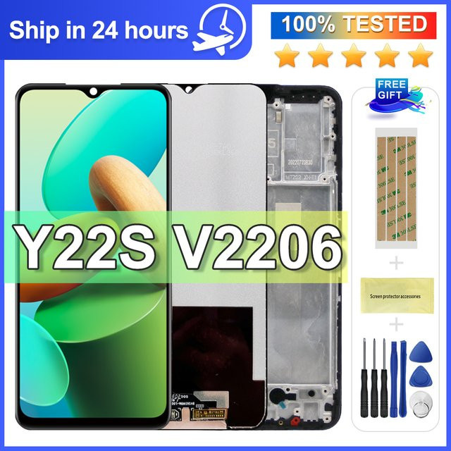 Vivo LCD-Display mit Touchscreen-Digitizer-Baugruppe und Rahmen in Schwarz für Vivo Y22 V2207 und Y22S V2206, 6,55 Zoll - Bild 1