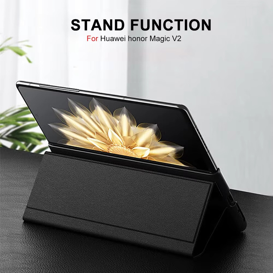 Honor Leder Flip Cover mit Mirror Funktion und Standfunktion für Magic V5, Magic V3, Magic V2 und Magic Vs3 in Schwarz - Bild 3