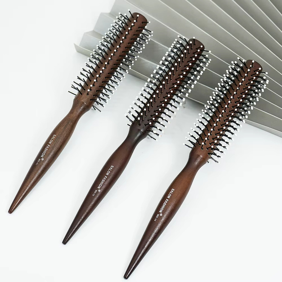 Runder Haarkamm mit Naturholzgriff, anti-statisch, für feines Haar, Unisex - Bild 2