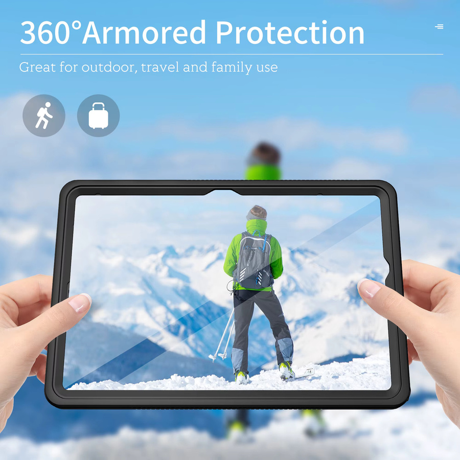 Shellbox Wasserdichte Schutzhülle für Samsung Galaxy Tab A9 Plus in Schwarz mit 360 Grad Schutz vor Staub, Tropfen und Kratzern - Bild 2