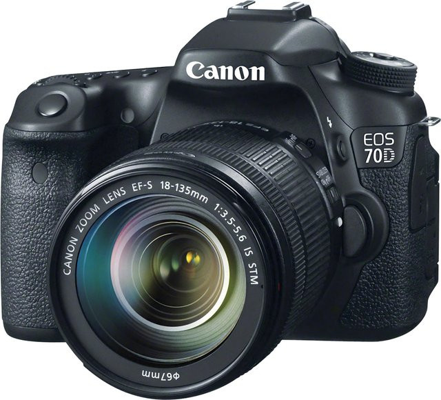 Canon EOS 70D DSLR-Kamera mit EF-S 18-135mm f/3.5-5.6 IS STM Zoomobjektiv in Schwarz - Bild 1