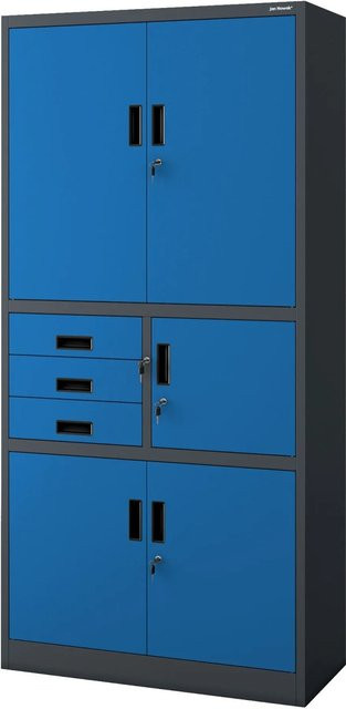 JAN NOWAK Aktenschrank FILIP II mit Schubladen und Tresor in Anthrazit-Blau, B/T/H: 90 x 40 x 185 cm - Bild 1