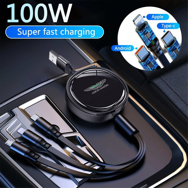 3-in-1 100 W USB Typ C Schnellladegerät Micro-Datenkabel Zubehör für Aston Martin DBS Superleggera DB5 DB9 One-77 Vanquish Valour - Bild 1