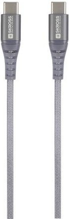Skross USB-C auf USB-C Kabel USB 2.0 in Spacegrau mit flexibler Stoff-Ummantelung, Länge: 1,20 m, SKCA0017C-C120CN - Bild 1