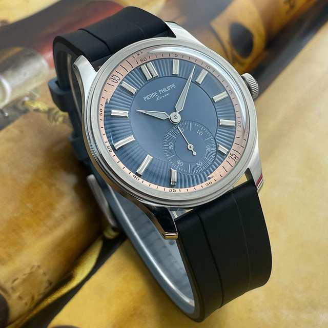 PIERRE Armbanduhr, Handaufzug, Edelstahl, Blau, 38 mm, Herren - Bild 1