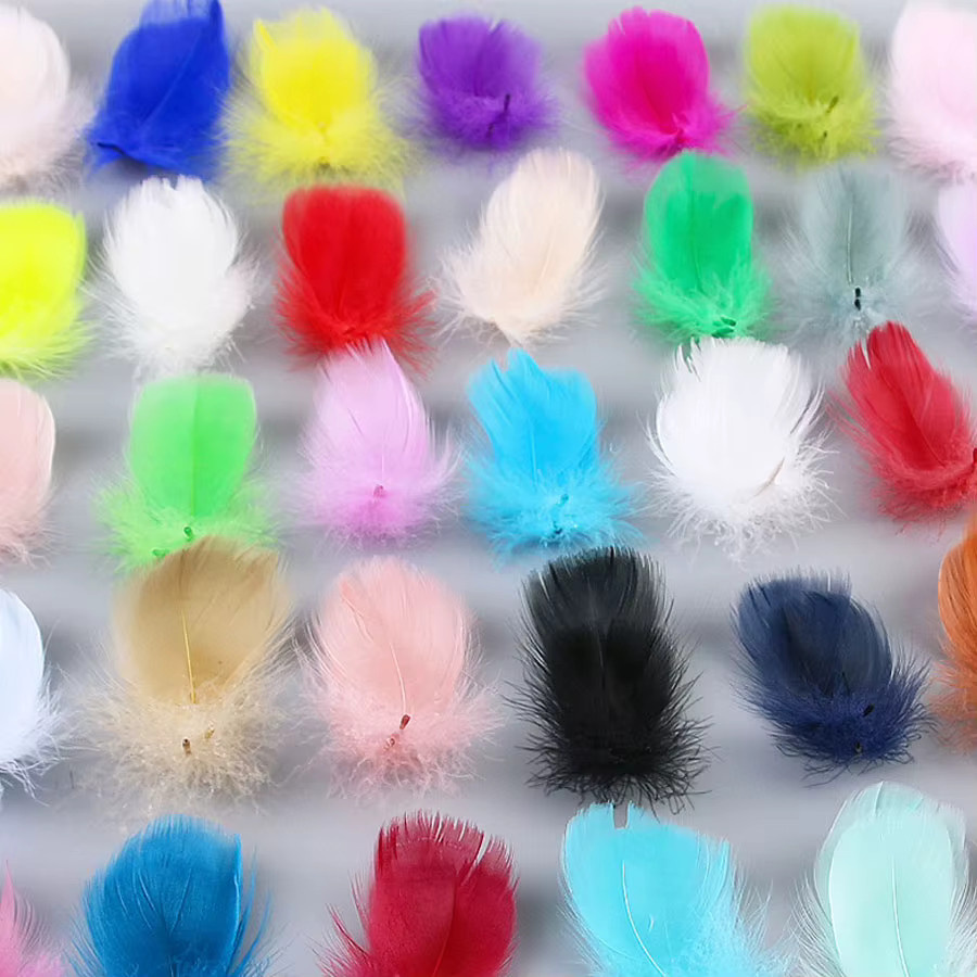 100 Stück natürliche bunte Gänsefedern für DIY-Bastelprojekte und Dekoration, Größe 6–12 cm, Multicolor - Bild 1