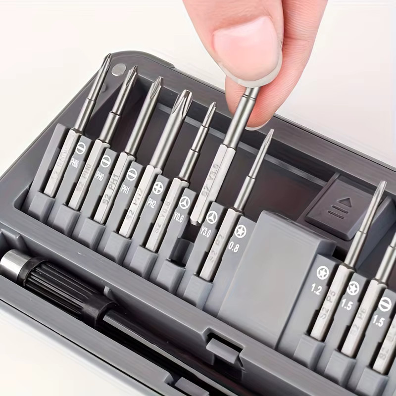 30-in-1 Präzisions-Schraubendreher-Set aus S2-Stahl in Grau mit 28 magnetischen Bits und 40 mm extra langen Schraubendreher-Bits für Elektronik-Reparaturen - Bild 5