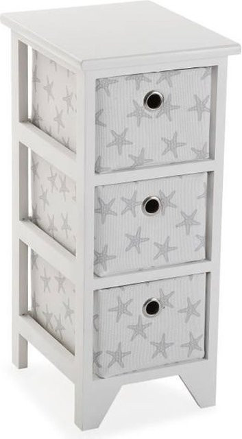Badezimmer-Regalschrank Starfish Kommode mit 3 Schubladen in Weiß und Braun, B/T/H: 58 x 29 x 23 cm - Bild 1