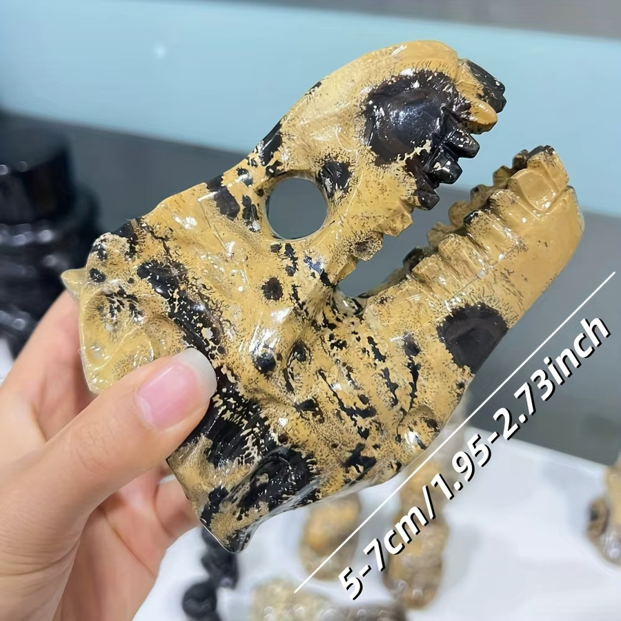 CrystalHola Dinosaurierschädel aus Naturstein mit Bernstein-Optik und kristallähnlicher Textur - Bild 2