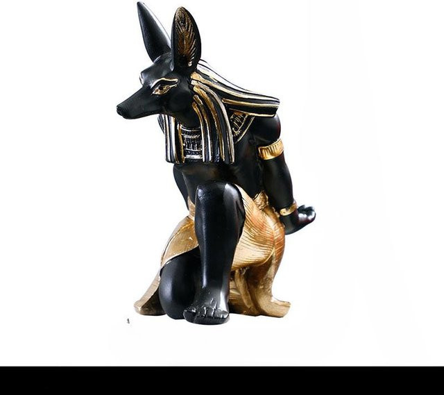 Yiran Furniture Rotwein Ständer Anubis Ägyptisches Ornament aus Harz in Schwarz und Gold - Bild 1