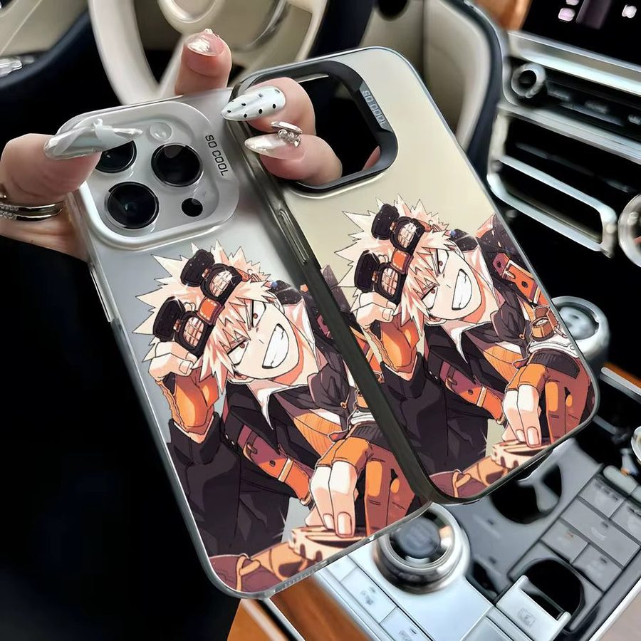 Handyhülle mit Katsuki Bakugo Anime Charakter Design für iPhone 11 bis iPhone 17 Pro Max Plus in Bunt und Silber - Bild 2