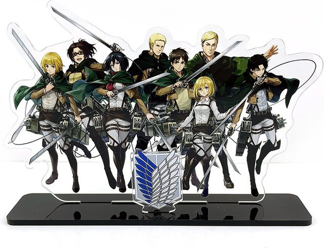 Bandai Anime Angriff auf Titan Acryl Stand Figuren Eren Mikasa Levi Multicolor Miniaturen aus Acryl - Bild 1