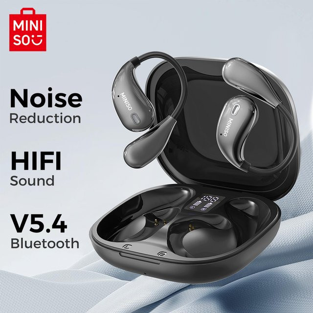 Miniso x33 Bluetooth 5,4 Kopfhörer True Wireless mit geringer Latenz, Hifi-Bass und Mikrofon in Schwarz - Bild 1