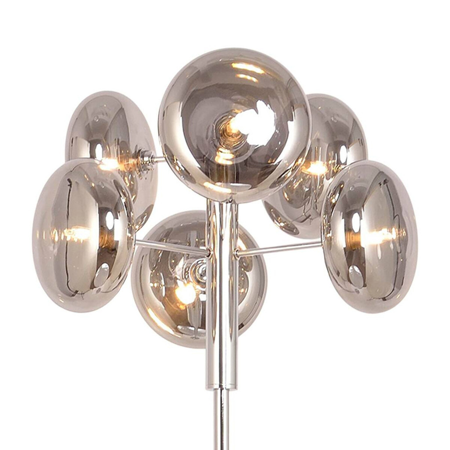Näve Stehleuchte Orion in Chrom mit smoky Glas im Retro-Stil, B/T/H: 44 x 44 x 165 cm - Bild 2