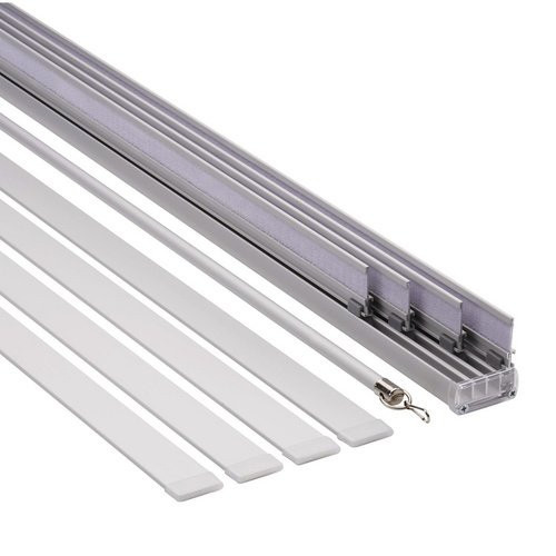 Gardinia Flächenvorhangschiene Komfort Komplett-Set 4-läufig aus Aluminium in Silber, Länge: 225 cm - Bild 1