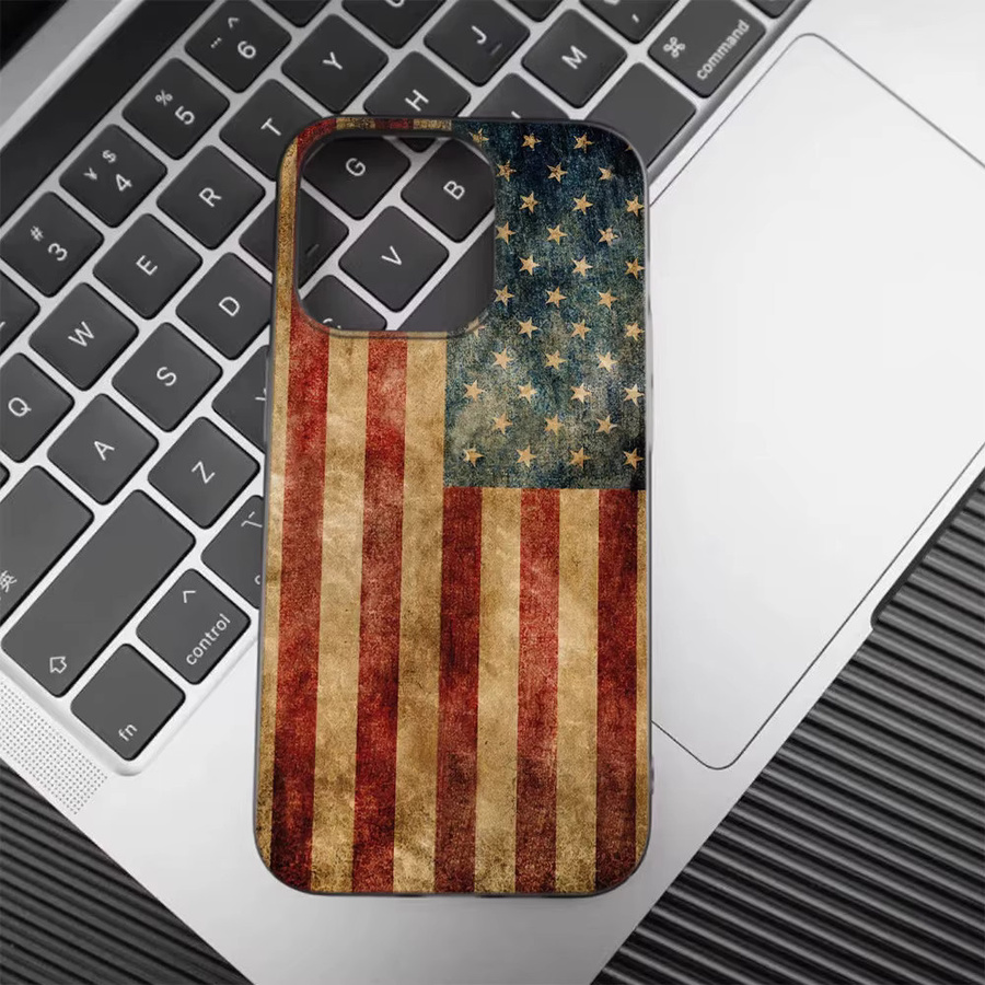 Xiaomi Handyhülle mit Retro USA und UK Flaggen Design und Feder-Textur in Multicolour für Redmi Note 15 14 13 12 11 10 9 8 Pro Plus 4G 5G - Bild 3