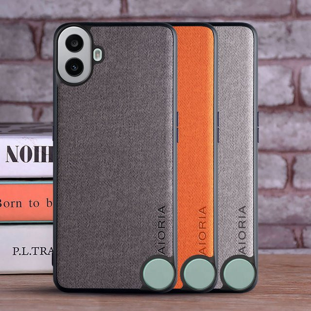 Textil-Lederhülle für Nothing CMF Phone 1 in Grau mit weichem TPU und Hartplastik-Rückseite - Bild 1