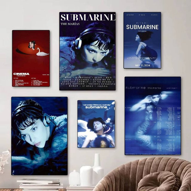 The M-Marias Submarine Band Whitepaper Poster Wandkunst in Weiß als moderne Grafik-Wanddekoration - Bild 1