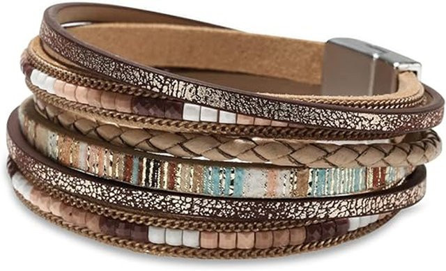 RUIYI Leder-Wickelarmband, Kristall, Boho, Damen - Bild 1