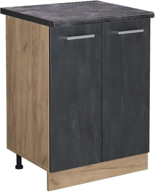 Vicco Küchenunterschrank R-Line in Schwarz Beton und Goldkraft Eiche, Farbe Anthrazit, Breite: 60 cm - Bild 1