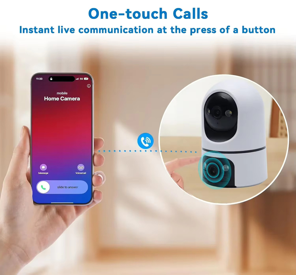 DiFang WiFi-Babyphone-Kamera mit 10 MP und 5K Auflösung, Weiß, Smart-App-Steuerung, Zwei-Wege-Audio und One-Touch-Anruf zur Überwachung von Babys, Haustieren und Senioren - Bild 3