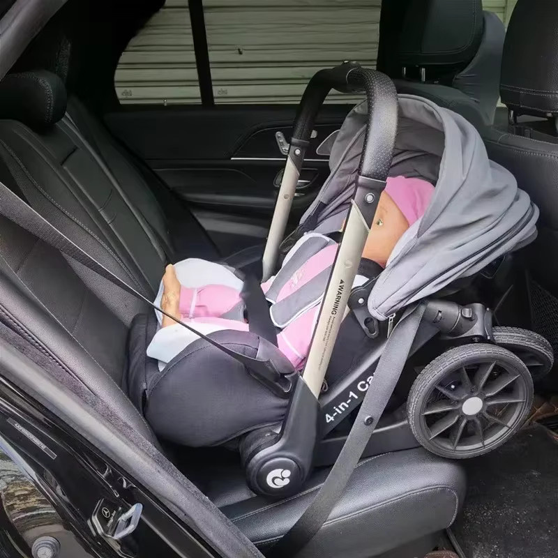 Warm house 4in1 Multifunktions-Kinderwagen in Schwarz, faltbarer Kombi-Kinderwagen für Neugeborene mit zwei-Wege-Sitz und Korbtyp-Sitz - Bild 2