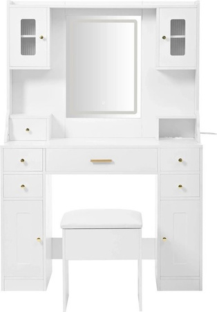 okwish Schminktisch mit LED und 6 Schubladen sowie 4 Türen in Weiß, B/T/H: 105 x 40 x 152 cm