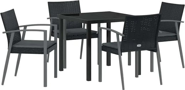 vidaXL Garten Essgruppe 5-teilig aus Poly Rattan und Glas in Schwarz - Bild 1