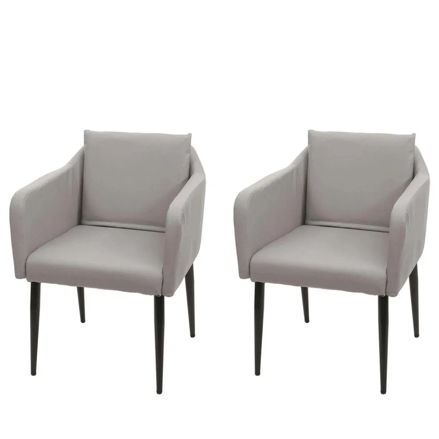 2er-Set MCW Esszimmerstühle aus Kunstleder in Taupe-Grau - Bild 2