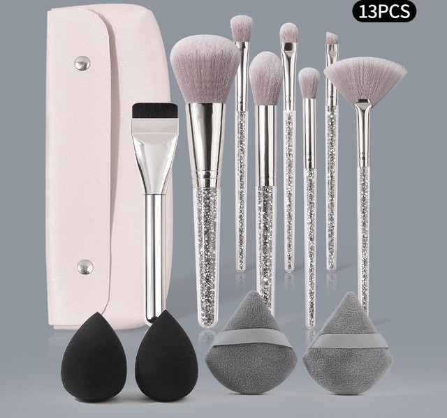 KOSSHOW Make-up-Pinsel-Set, 13-teilig, silber, Diamantverzierung - Bild 1